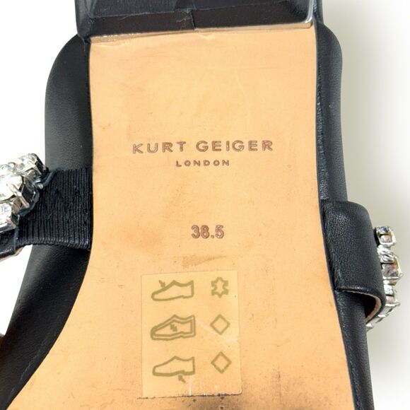 KURT GEIGER LONDON Princely Mules Size US 8 Black Leather Crystal Chic Goddess - Picture 8 of 8